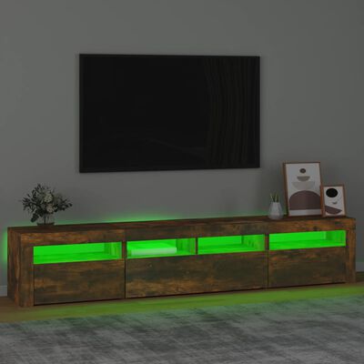 vidaXL tv-skab med LED-lys 210x35x40 cm røget egetræ
