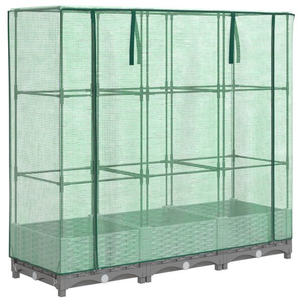 vidaXL h&oslash;jbed med drivhusovertr&aelig;k 120x40x123 cm rattan-look