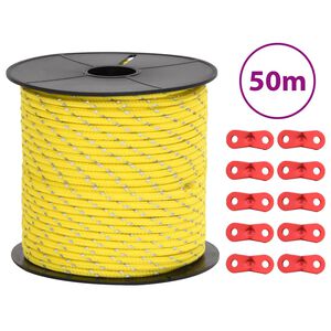 vidaXL selvlysende bardunline med bardunsp&aelig;nder 50 m 4 mm