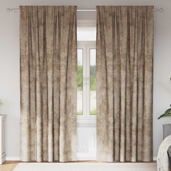 vidaXL Velour Gardiner 2 pcs champagnefarvet 260 x 140 cm Fl&oslash;jl