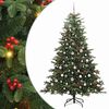 vidaXL Kunstigt juletr&aelig; med stativ Gr&oslash;n 210 cm PVC og metal og plast