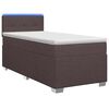 vidaXL Box Spring Seng med Madras og LED M&oslash;rk Brun 90 x 200 cm Stof