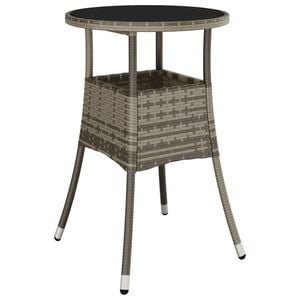 vidaXL havebord Ø60x75 cm hærdet glas og polyrattan grå