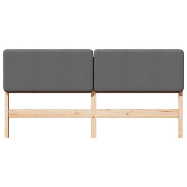 vidaXL Polstret sengegavl Brun og Lys Gr&aring; 200 cm Massiv fyrretr&aelig;