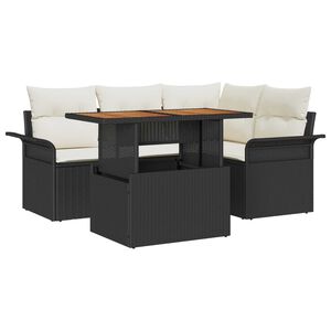 vidaXL Havesofa S&aelig;t med opbevaring 5 pcs Sort Poly rattan