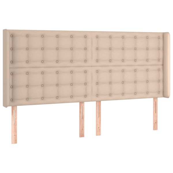 vidaXL sengegavl med kanter 183x16x118/128 cm kunstl&aelig;der cappuccino