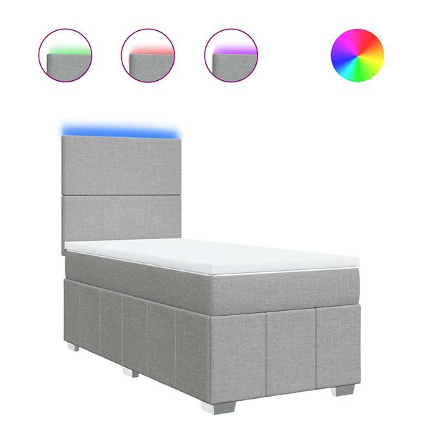 vidaXL kontinentalseng 80x200 cm stof lysegr&aring;