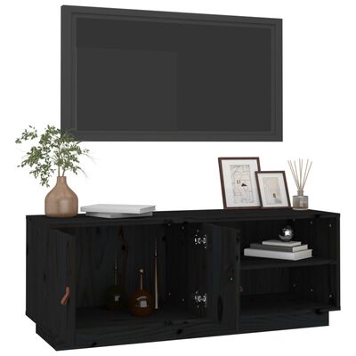 vidaXL tv-bord 105x34x40 cm massivt fyrretræ sort