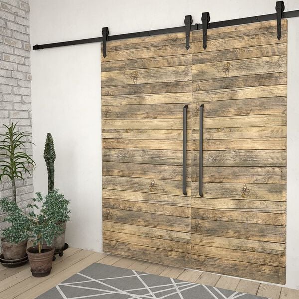 vidaXL skinnesæt til skydedøre 2 stk. 200 cm stål sort