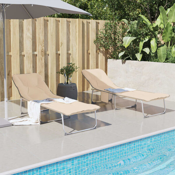 vidaXL foldbar liggestol stof beige