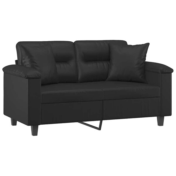 vidaXL 2-personers sofa med puder og hynder 120 cm kunstl&aelig;der sort
