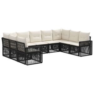 vidaXL Havesofa S&aelig;t 9 stk. Sort og Cremehvid polyrattan