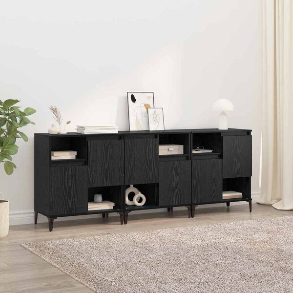 vidaXL Sideboards 3 pcs Sort eg 60 x 35 x 70 cm Konstrueret tr&aelig;