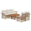 vidaXL Havesofa S&aelig;t 6 stk. Naturlig og Creme Hvid polyrattan
