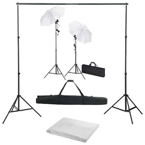vidaXL fotostudies&aelig;t med baggrund, lamper og paraplyer