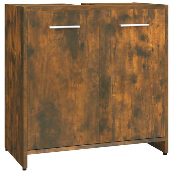 vidaXL badeværelsesskab 60x33x60 cm konstrueret træ røget egetræ
