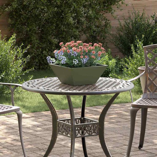 vidaXL Have Blomsterkrukke Oliven grøn 35 x 35 x 15 cm Koldvalset stål