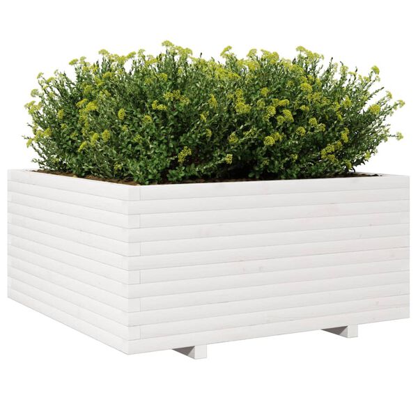 vidaXL plantekasse 100x100x49,5 cm massivt fyrretr&aelig; hvid