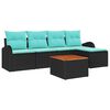 vidaXL Havesofa S&aelig;t 6 stk. Sort og turkis polyrattan