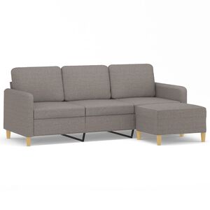 vidaXL 3-personers sofa med fodskammel 180 cm stof Gr&aring;brun