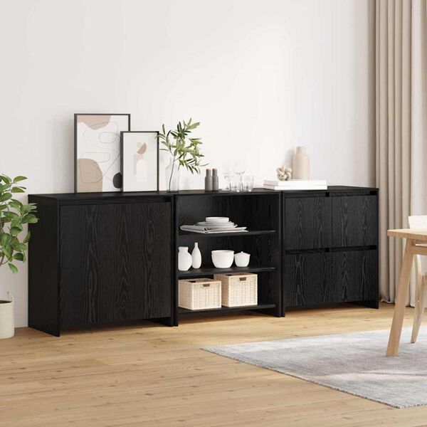 vidaXL Sideboard 3 pcs Sort eg 70 x 41 x 75 cm Konstrueret tr&aelig;
