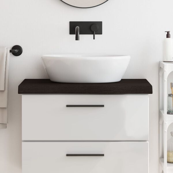 vidaXL bordplade til badev&aelig;relse 80x40x(2-6) cm massivt tr&aelig; m&oslash;rkebrun