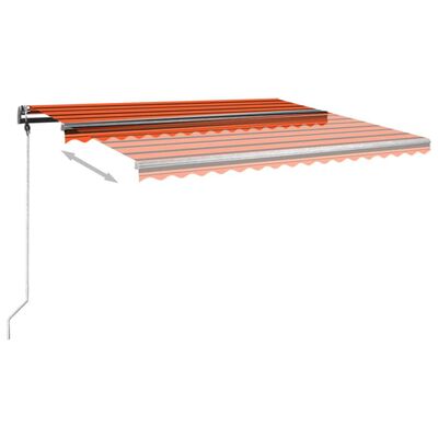 vidaXL markise med stolper 4x3 m manuel betjening orange og brun