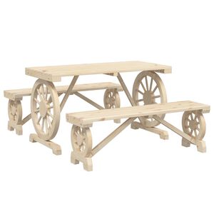 vidaXL spisebordssæt til haven 3 dele massivt grantræ