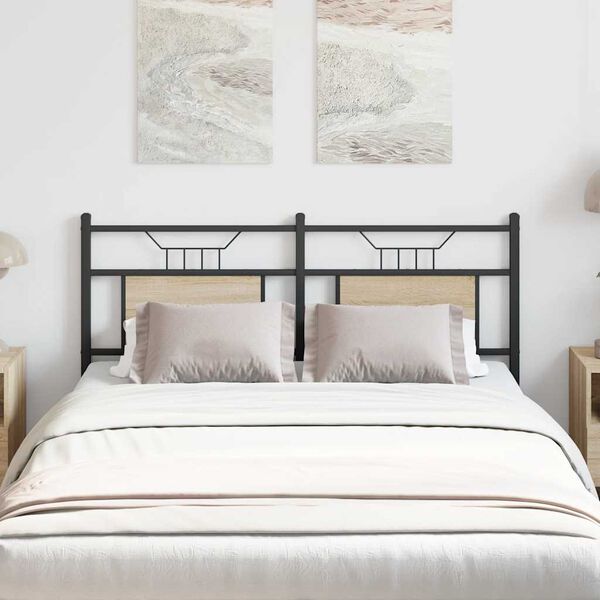 vidaXL sengegavl 137 cm konstrueret tr&aelig; og st&aring;l sonoma-eg