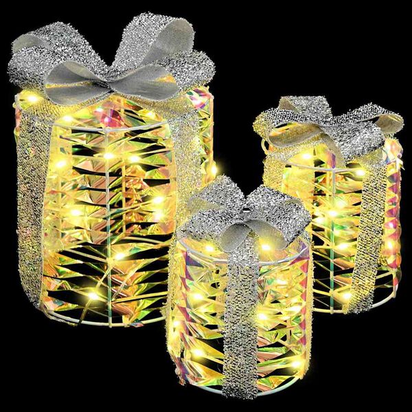 vidaXL Gaveæske Dekoration 3 pcs Varm hvid 20 x 20 x 20 cm PET