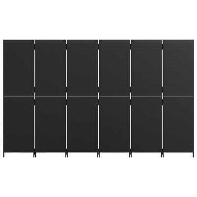 vidaXL rumdeler 6 paneler polyrattan sort