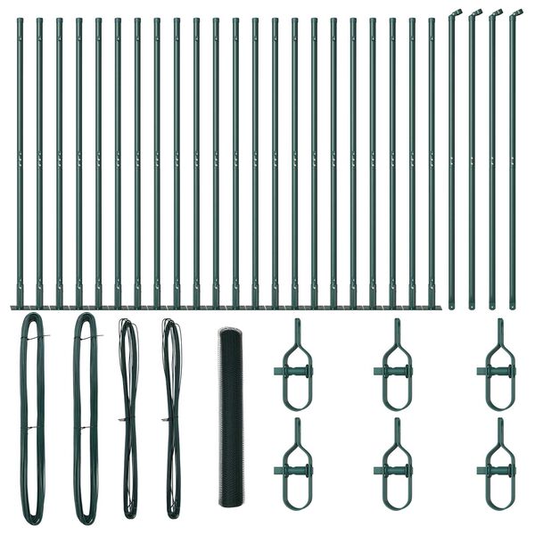 vidaXL Hegnspæl Grøn 50 x 1,2 m (25 mm net) Stål og PVC