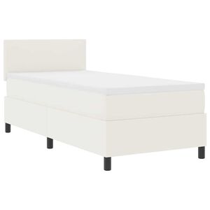 vidaXL LED Box Spring Bed Creme og hvid 100 x 200 cm Velourstof