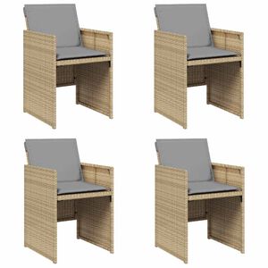 vidaXL havestole 4 stk. med hynder polyrattan blandet beige