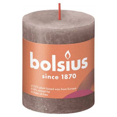 Bolsius rustikt søjlestearinlys Shine 4 stk. 80x68 mm gråbrun