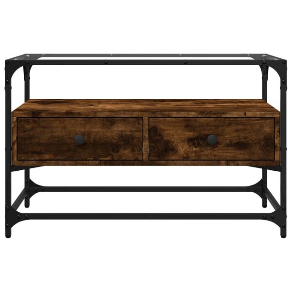 vidaXL tv-bord med glasplade 80x35x51 cm konstrueret tr&aelig; r&oslash;get eg