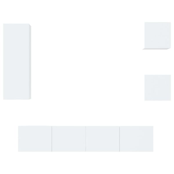 vidaXL tv-skabssæt 5 dele konstrueret træ hvid højglans