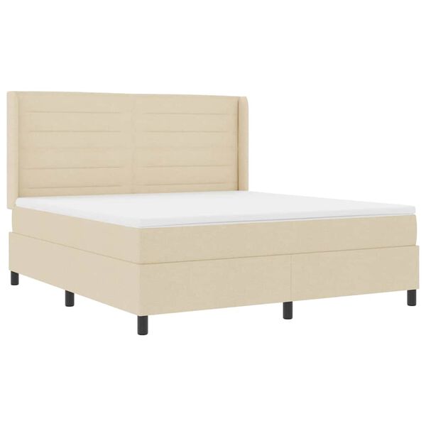 vidaXL Box spring seng med madras Creme 180 x 200 cm Stof