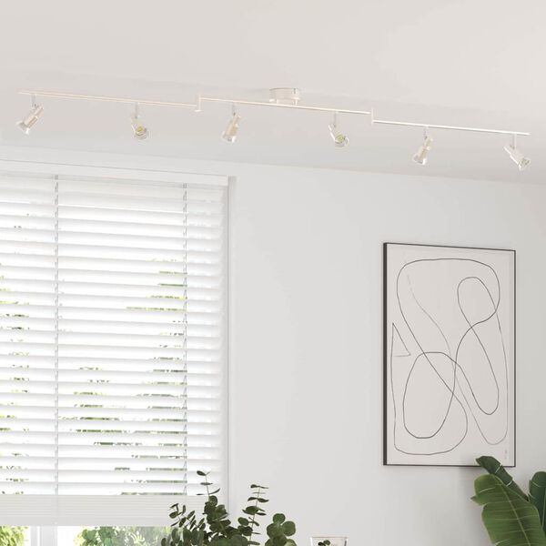 vidaXL Loftsspot med spotlights Nikkel 176,5 x 9,5 x 14 cm St&aring;l