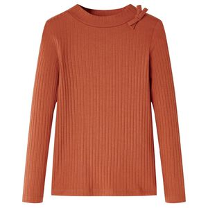 vidaXL Lang&aelig;rmet T-shirt til b&oslash;rn str. 104 cognacfarvet