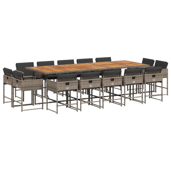 vidaXL spisebordss&aelig;t til haven 15 dele med hynder polyrattan gr&aring;