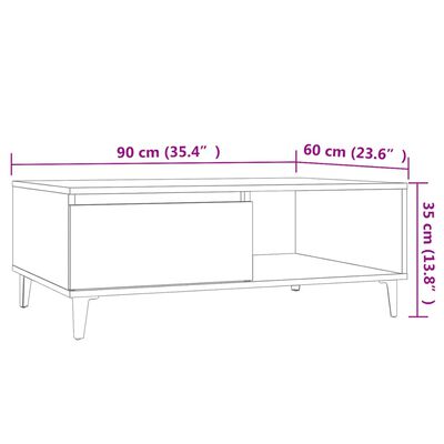 vidaXL sofabord 90x60x35 cm spånplade betongrå