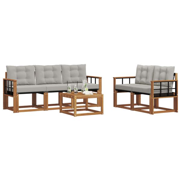 vidaXL Udend&oslash;rs sofagruppe med pude 6 pcs Naturlig og Lys Gr&aring;