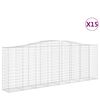 vidaXL buede gabionkurve 15 stk. 400x50x140/160 cm galvaniseret jern