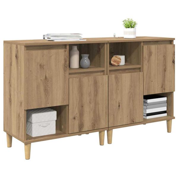 vidaXL Sideboards 2 pcs Artisan Egetræ 60 x 35 x 70 cm Konstrueret træ