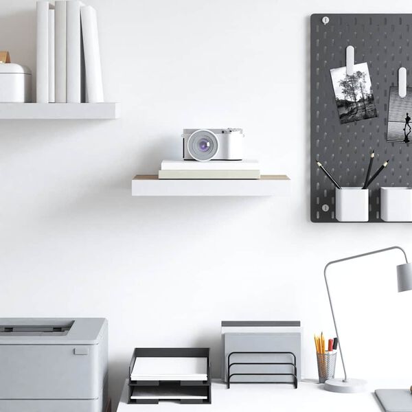 vidaXL v&aelig;ghylde 50x23x3,8 cm MDF egetr&aelig;sfarve og hvid