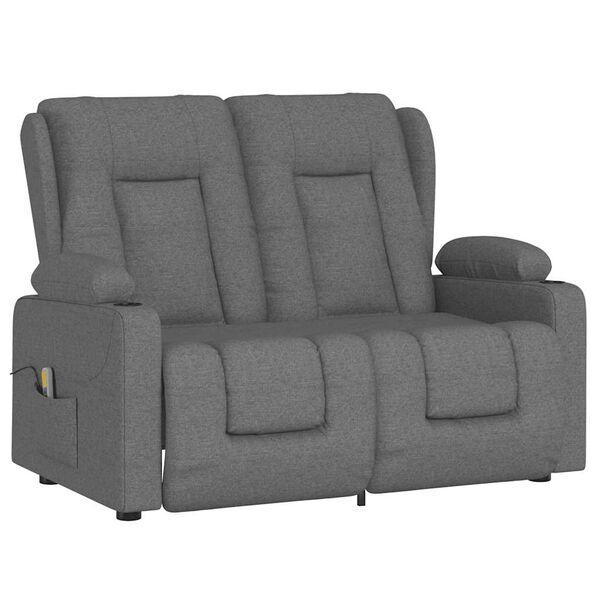 vidaXL 2-personers massagestol med kopholdere stof lysegr&aring;