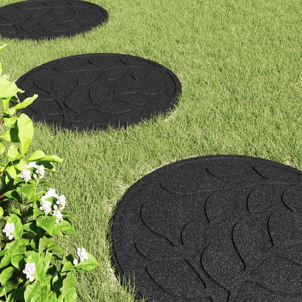 vidaXL Tr&aelig;desten 6 pcs Sort &Oslash; 44 x 2 cm Gummi