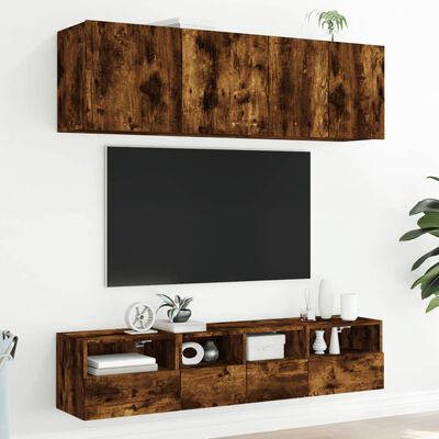 vidaXL væghængt tv-bord 40x30x30 cm konstrueret træ røget sonoma-eg