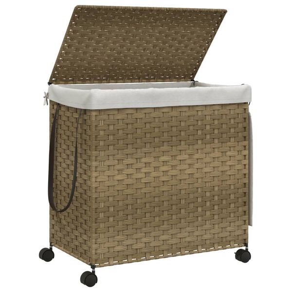 vidaXL vasket&oslash;jskurv med hjul 60x35x60,5 cm rattan